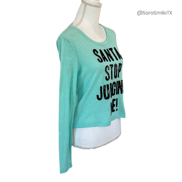 AEROPOSTALE - Santa, Stop Judging Me! - Sequin Mint Green Cropped Top - Picture 12 of 14